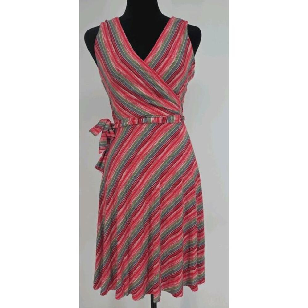 Anthropologie Bailey/44 Emile Faux Wrap Dress XS Red Sleeveless Lined Stretch‎